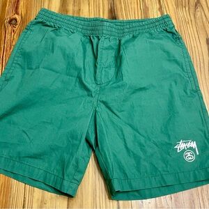 Stussy Water Shorts Pine Green Swim Trunk Board Shorts Size 30 Logo EUC